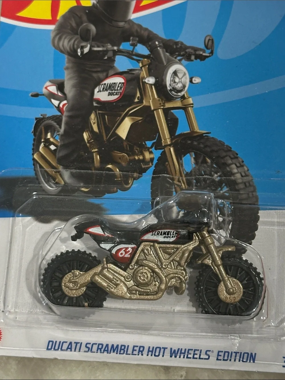 Hot Wheels Ducati Scrambler Toy Motorcycle - Gold and Black